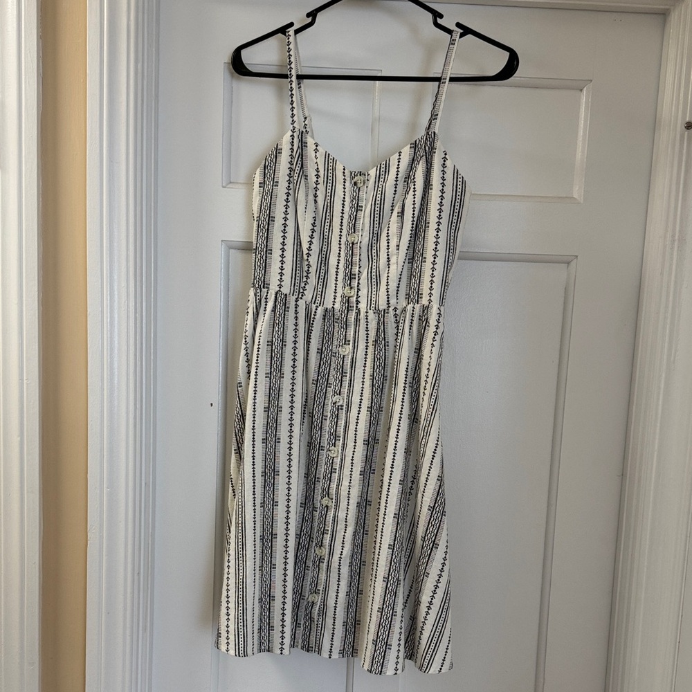 Old Navy White Dress with Black Stripe Detail